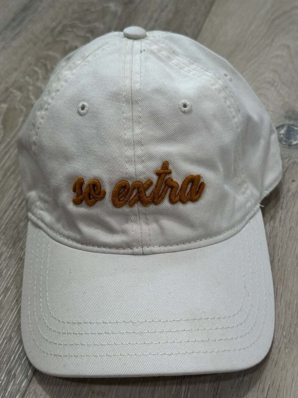American Eagle So Extra Embroidered Baseball Hat Cream Minimalist Dad Cap